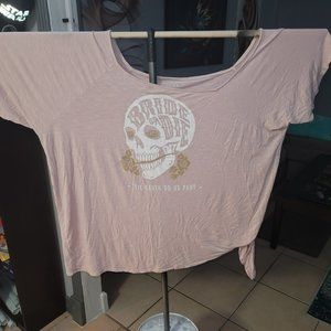 Torrid Pink Skull Off Shoulder Tee Shirt Size 5